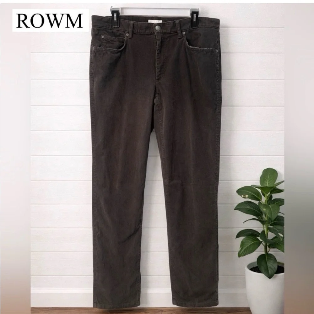💙👉🔥ROWM Men’s Jeans 36x34 Dark Gray Corduroy Straight Fit Casual Denim Jeans